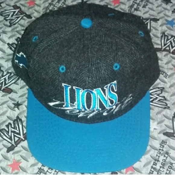 90s Detroit Lions Script Wool Vintage Snapback Hat Cap NFL